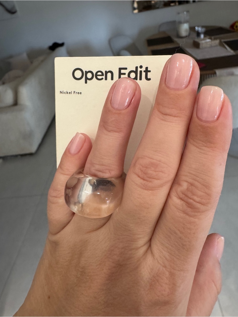 🌸Open Edit Clear Bubble Statement Ring - size 8 Minimalist Classic